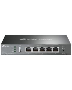 Voorkant van de TP-Link Omada SDN TL-ER605 v2 Gigabit Multi-WAN VPN router met alle aansluitpoorten