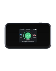 Voorkant van de ZTE MU5001 5G mobiele WiFi hotspot met touchscreen
