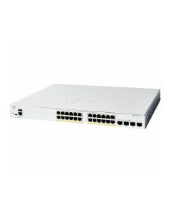 Voorkant van de Cisco Catalyst C1200-24FP-4X 24-poorts netwerk switch met alle ethernetpoorten