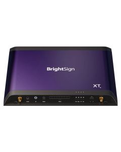 Voorkant van de BrightSign XT1145 digital signage media player met diverse aansluitingen