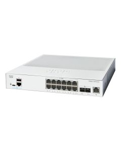Voorkant en zijkant van de Cisco Catalyst C1300-12XT-2X 12-poorts managed netwerk switch