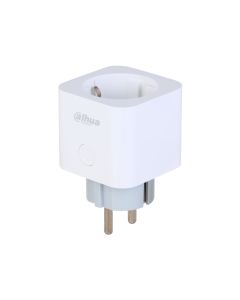 De Dahua ICS1-W2(868) Smart Plug aan de zijkant met ingebouwd stopcontact en EU stekker