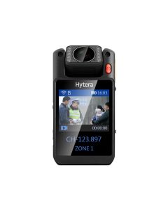 Voorkant van de Hytera VM780 bodycam met display, Bluetooth, GPS, WiFi en 4G