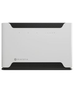 Voorkant van de MikroTik Chateau LTE6 4G router met WiFi 5 en zichtbare status lampjes