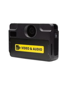 Voorkant van de Motorola VT100 bodycam met HD camera en label