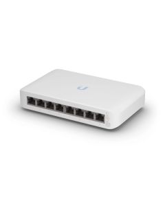 Voorkant van de Ubiquiti UniFi Switch Lite 8 PoE fanless 8-poorts managed Gigabit switch