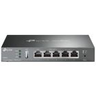 Voorkant van de TP-Link Omada SDN TL-ER605 v2 Gigabit Multi-WAN VPN router met alle aansluitpoorten