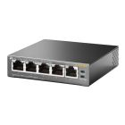Zijkant en voorkant van de TP-Link TL-SG1005P 5-poorts Gigabit PoE switch met ethernetpoorten