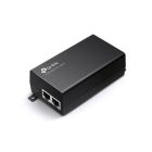 Zijkant en voorkant van de TP-Link PoE-160S Gigabit PoE+ injector met twee ethernetpoorten
