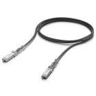 De Ubiquiti 10G Direct Attach Cable SFP+ (UACC-DAC-SFP10-3M) liggend opgerold met de SFP+ connectoren zichtbaar