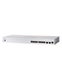 Cisco CBS350-8XT 8-poorts Managed L3 10GE switch + 2x SFP+ voorkant en zijkant