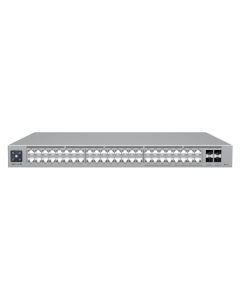 Voorkant van de Ubiquiti UniFi USW-Pro-Max-48-PoE switch met 48 Etherlighting ethernetpoorten met PoE++ 