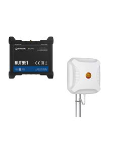 Teltonika RUT951 4G LTE router met 11 dBi Poynting 4G MIMO flatpanel antenne met 5 meter kabels