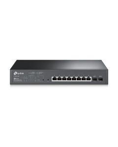 Voorkant van de TP-Link TL-SG2210MP 8-poorts Gigabit Smart Switch met 8x gigabit PoE+ (150W) ethernetpoorten